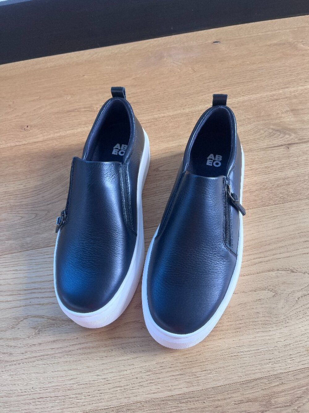 ABEO new black slip-on sneaker with zip, women's size 9.5